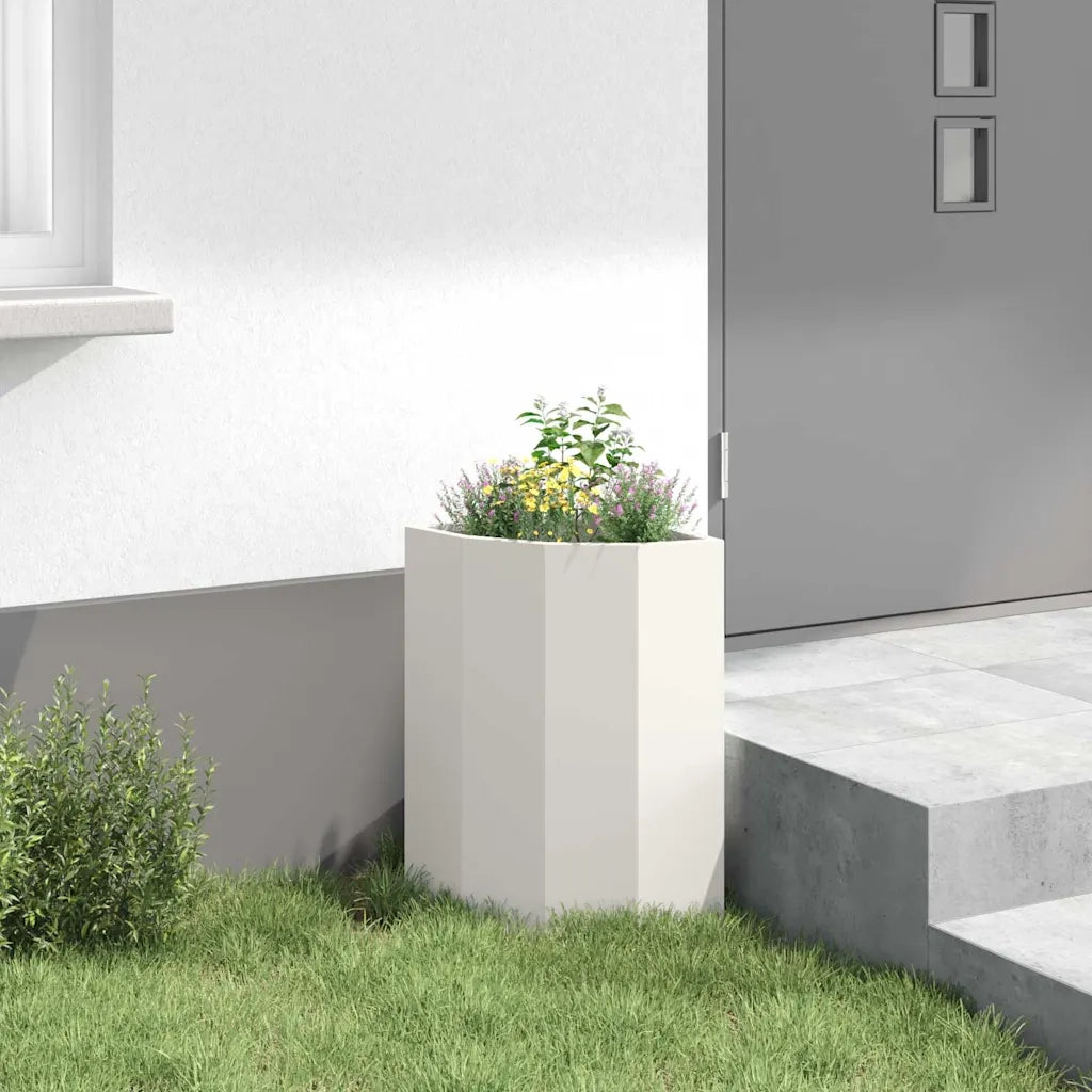 Fioriere | Cassetta per fiori | Vaso d'angolo Bianco 30 x 30 x 50 cm Acciaio