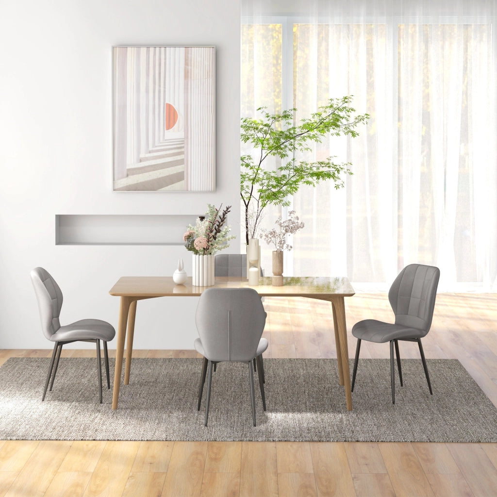 Set di 4 Sedie da Pranzo Moderne per Cucina e Soggiorno 47x57x85 cm Rivestimento in Flanella Grigio