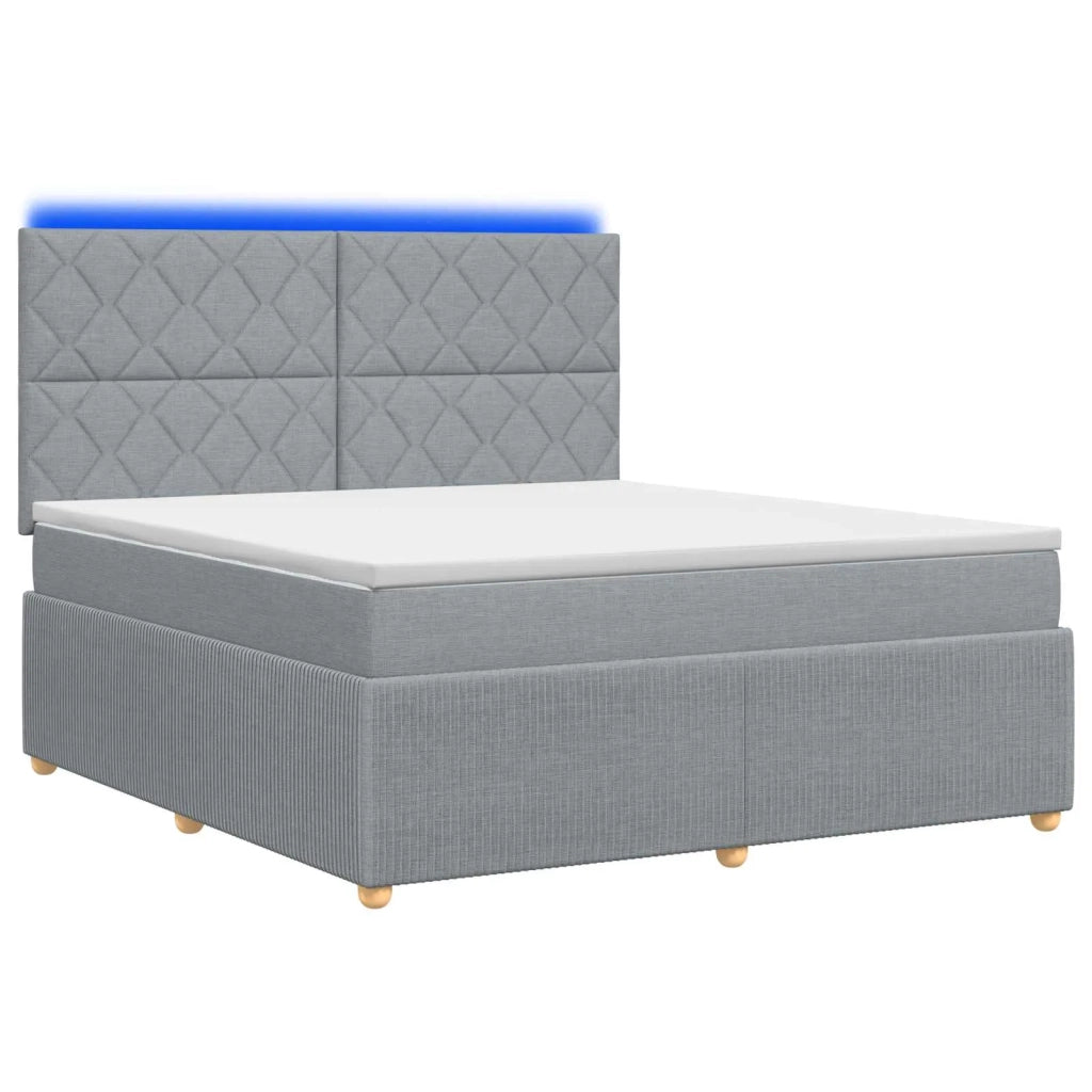 Letto Box Spring LED con Materasso Grigio Chiaro 160 x 200 cm 3455902