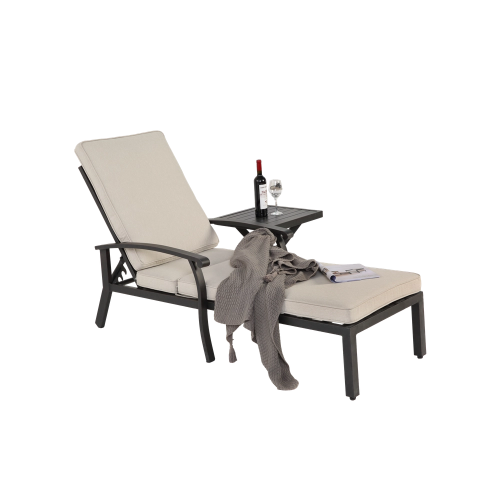 Chaise longue de jardin inclinable - Xylo - Aluminium antirouille coussin beige imperm??able