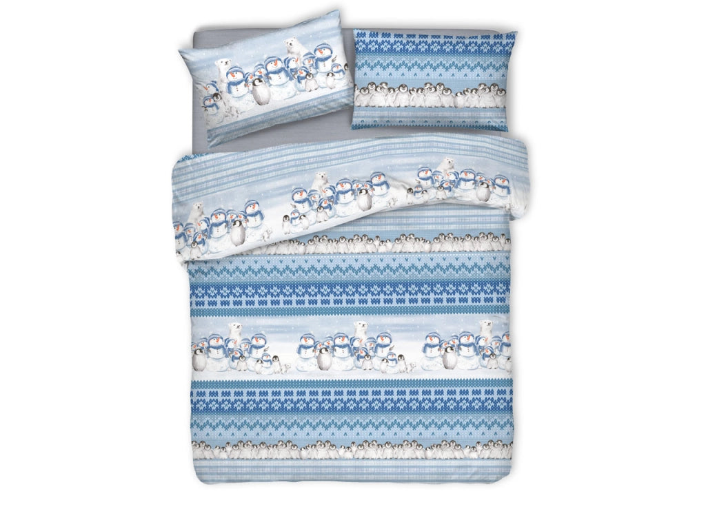 Copripiumino Sacco Piumone Pensieri Delicati Cotone Dis.Inverno Polare - Singolo - Blu