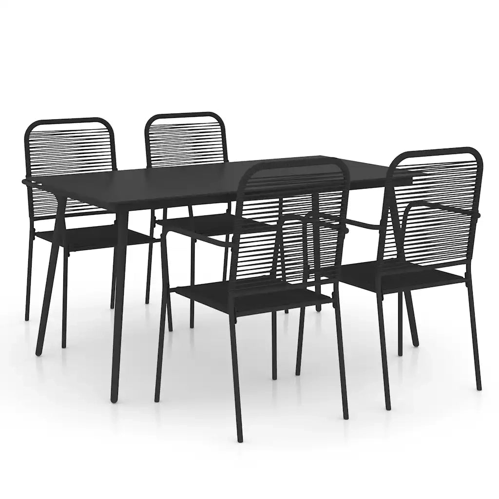 Set da Pranzo da Esterni 5 pz in Corda di Cotone e Acciaio Nero 3058279