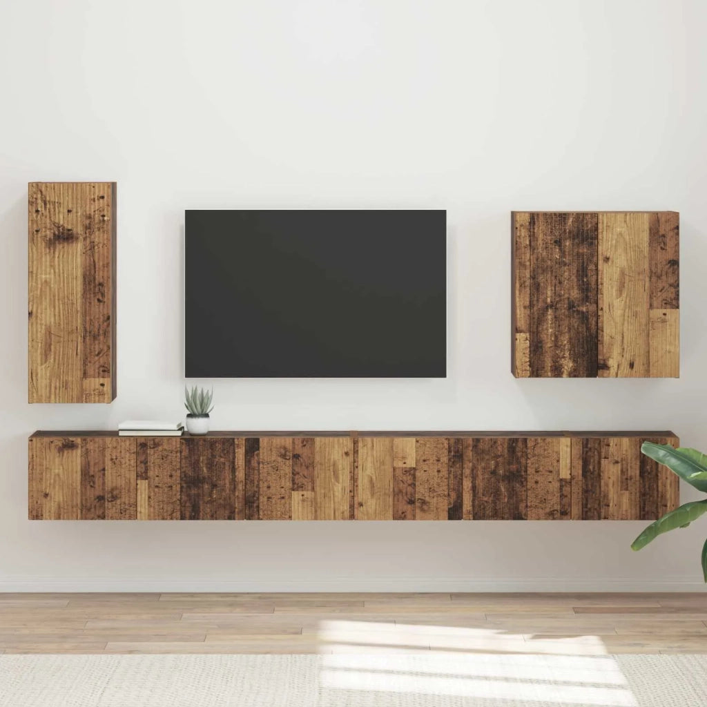Set di Mobiletto da TV a Parete 6 pcs Legno vecchio