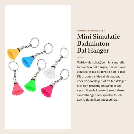 Mini Shuttle Badminton - Portachiavi in Miniatura - Modello 6 pz - Leggero - Sostenibile - Decorazione per Borsa