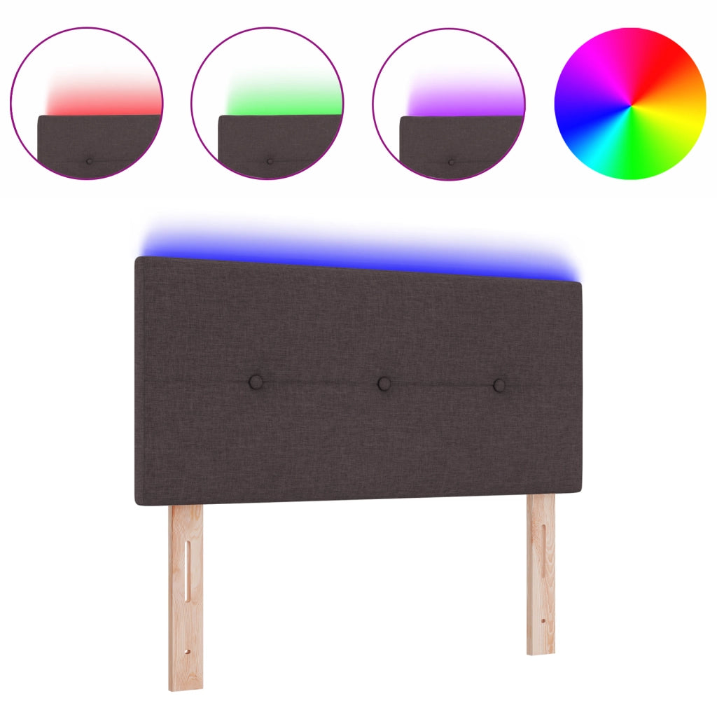 testata LED  imbottita con bottoni marrone scuro 100 cm in tessuto