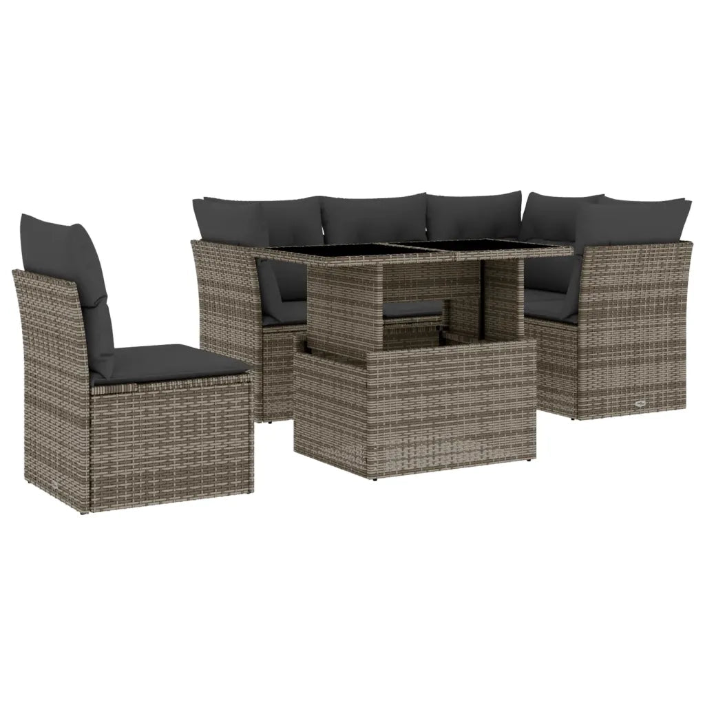 Set Divano da Giardino 6 pz con Cuscini Grigio in Polyrattan 3266590