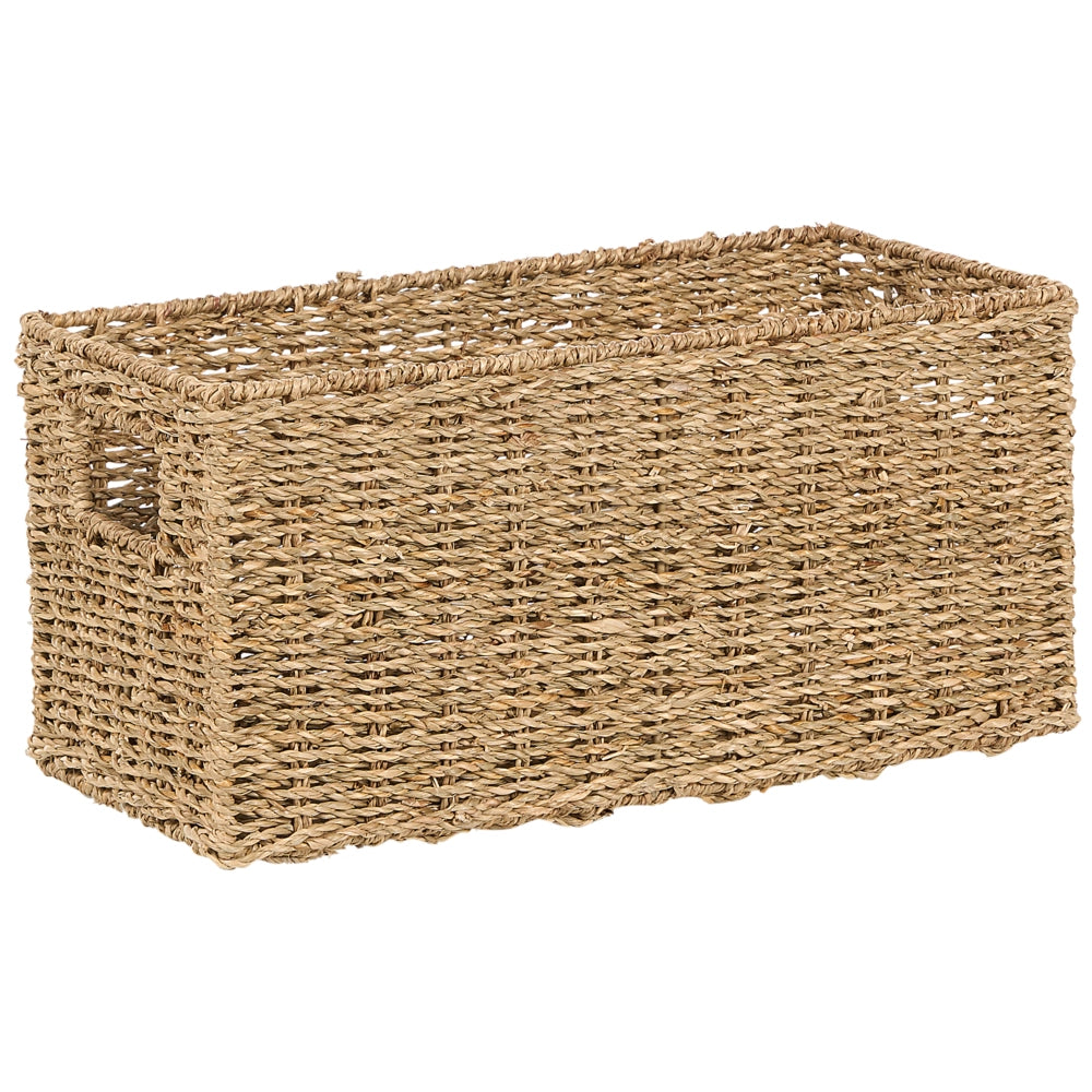 Set di 2 cestini in seagrass naturale con manici intrecciati a mano Decorazione di accessori per la casa in stile bohémien