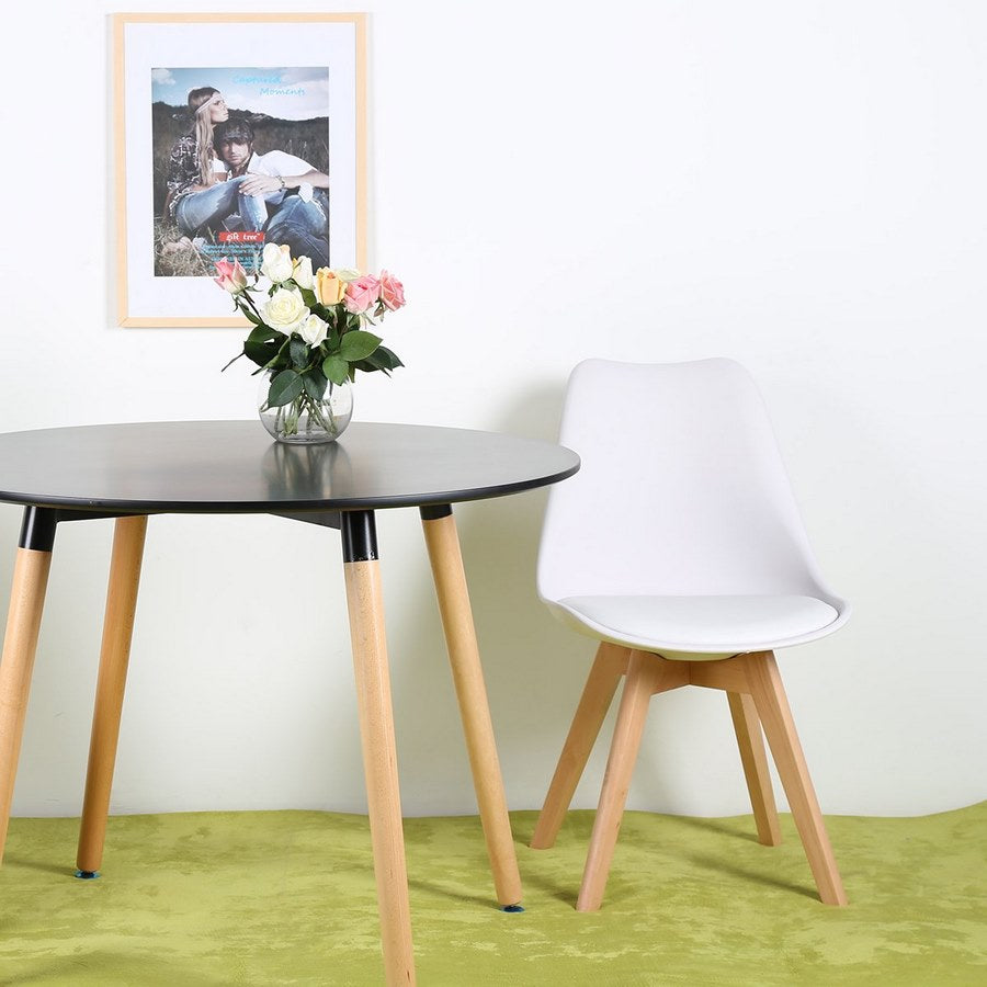 Set 4 Sedie Ergonomiche 53,5x48,5x83 cm Gambe in Legno Candice Bianco