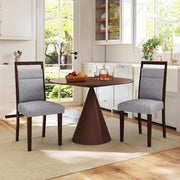Set di 2 Sedie da Pranzo, Sedie da Cucina Imbottite con Schienali Inclinati, Sedute Imbottite, Gambe in Legno di Caucciù, Maniglia Comoda, Mobili Moderni per Ristoranti e Soggiorni (Grigio)