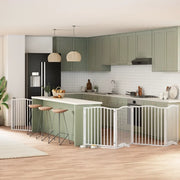 vidaXL Cancello Cani Porta Pieghevole Bianco 6 Pannelli 480 cm Pioppo