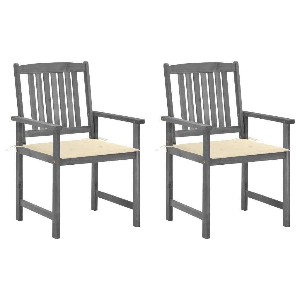 Sedie da Giardino con Cuscini 2 pz in Massello di Acacia Grigio cod mxl 75782
