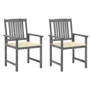 Sedie da Giardino con Cuscini 2 pz in Massello di Acacia Grigio cod mxl 75782
