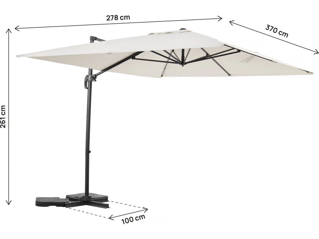 Ombrellone da giardino in alluminio decentrato "Sky 4" - 3 x 4 m - Ecru