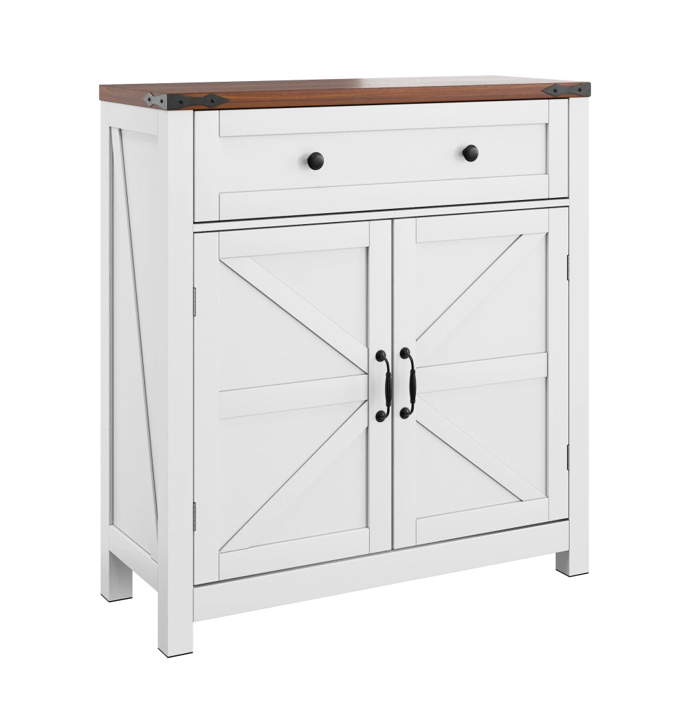 Credenza contenitore 76x30x83 cm in MDF bianco， stile rustico， per cucina e ingresso