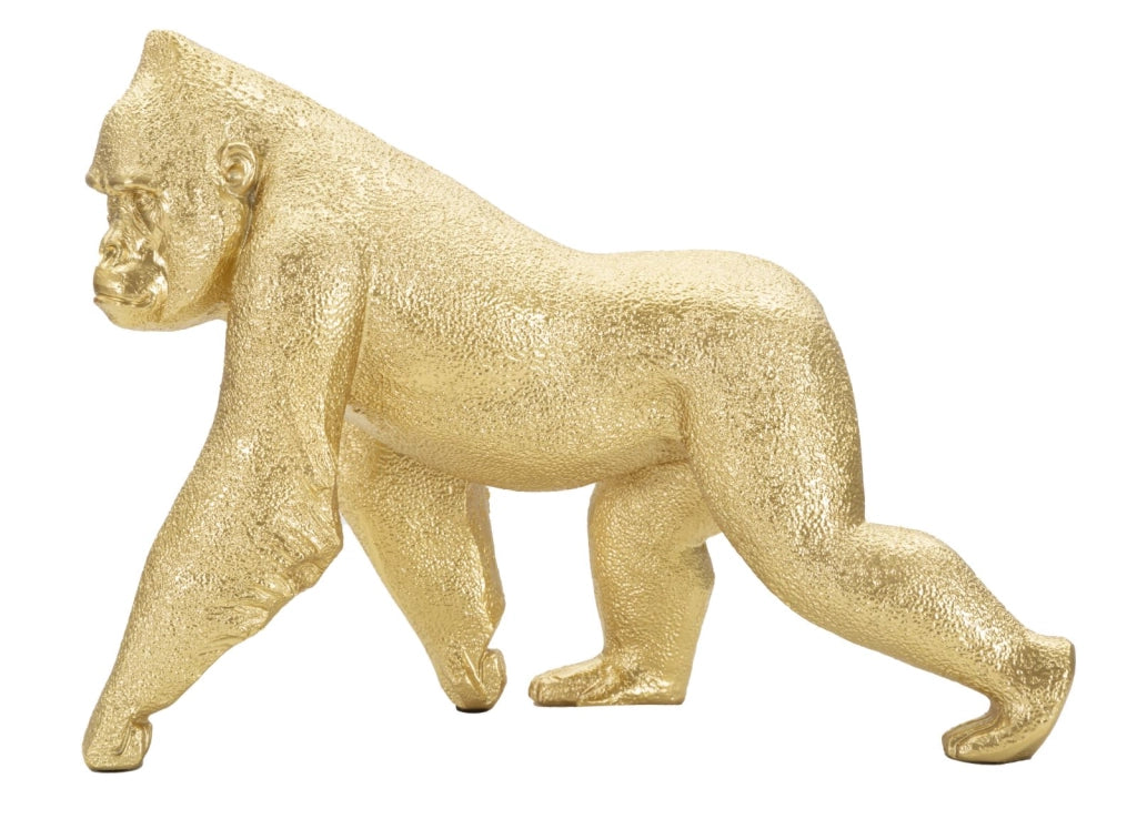 Statua Decorativa Gorilla 29,7x11,5x21,8 cm in Resina Oro