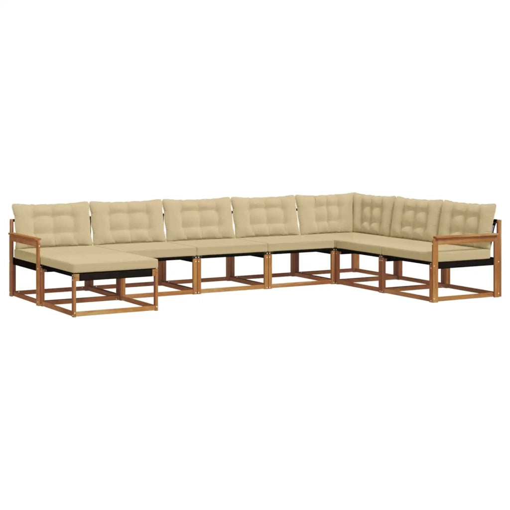 Set di divani da esterno con cuscino 8 pcs Naturale e Beige 3369740