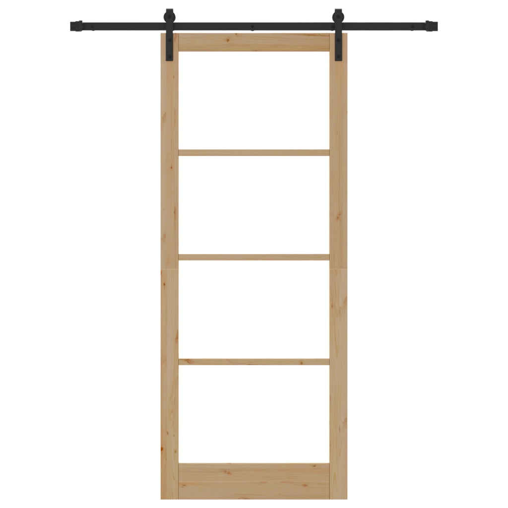 Porta scorrevole con set di accessori "ORKDAL" Legno massello e vetro