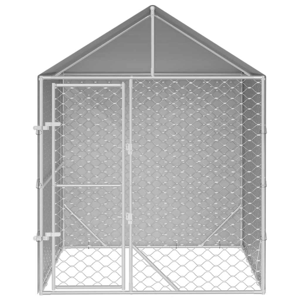 Cuccia/gabbia/recinto/zaino per animali da esterno con tetto argentato 2 x 2 x 2,5 m Argento 02_0041896