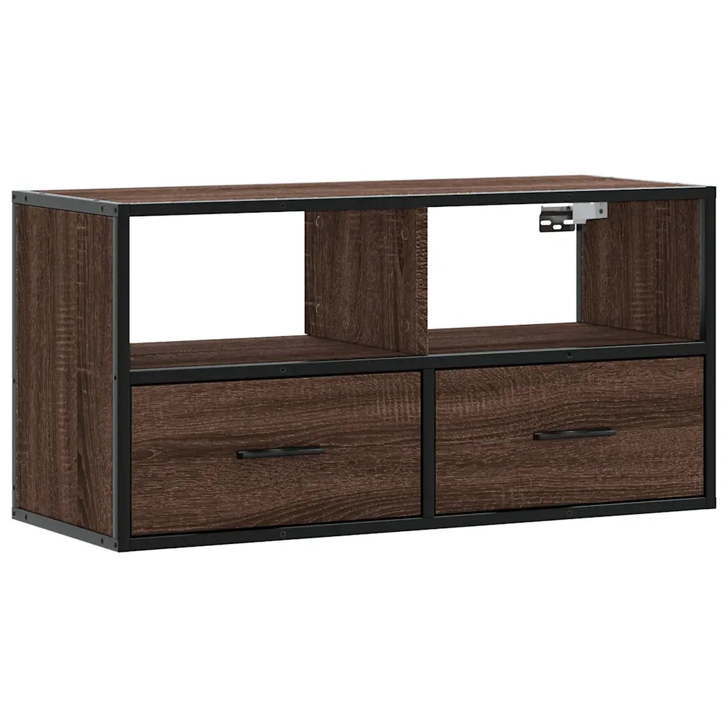 vidaXL Mobile TV Rovere Marrone 80x31x39,5cm Legno Multistrato Metallo