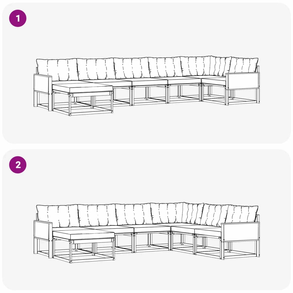 Set di divani da esterno 7 pz Naturale e Nero 3381568