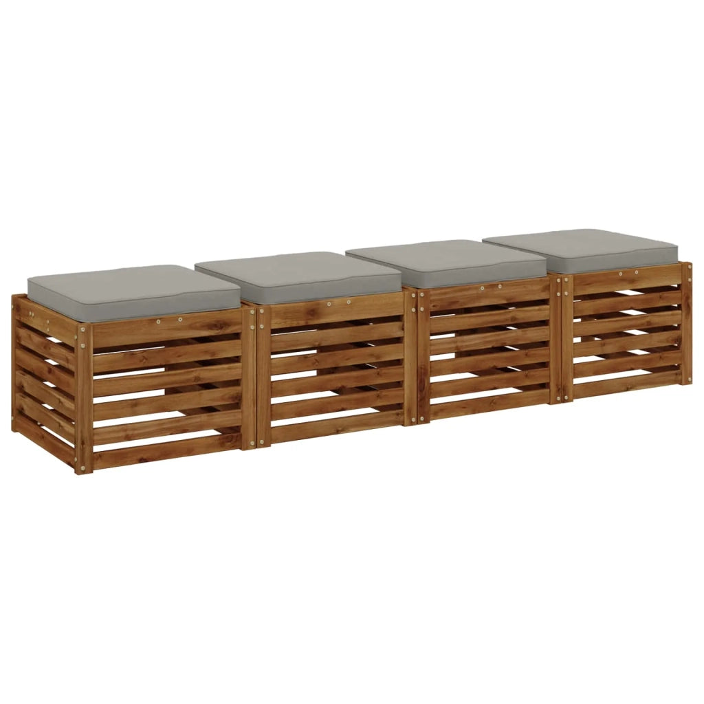 Cuscini per Sedia in 4 Pezzi VUGHT 4 pcs 100% Poliestere Grigio 946257