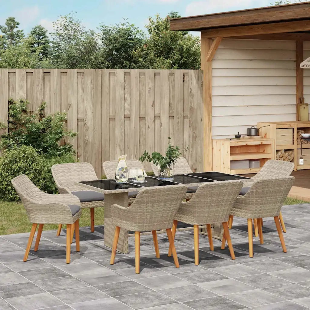 vidaXL Set da pranzo 9 pcs Grigio chiaro