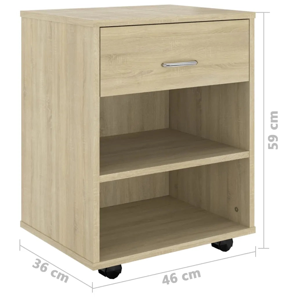 Mobiletto con Ruote Rovere Sonoma 46x36x59 cm Legno Multistrato 808470