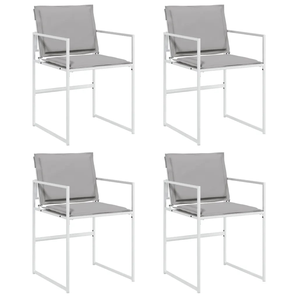 Sedie da Giardino con Cuscini 4 pz | Sedie da Esterno Bianchi Acciaio e Textilene