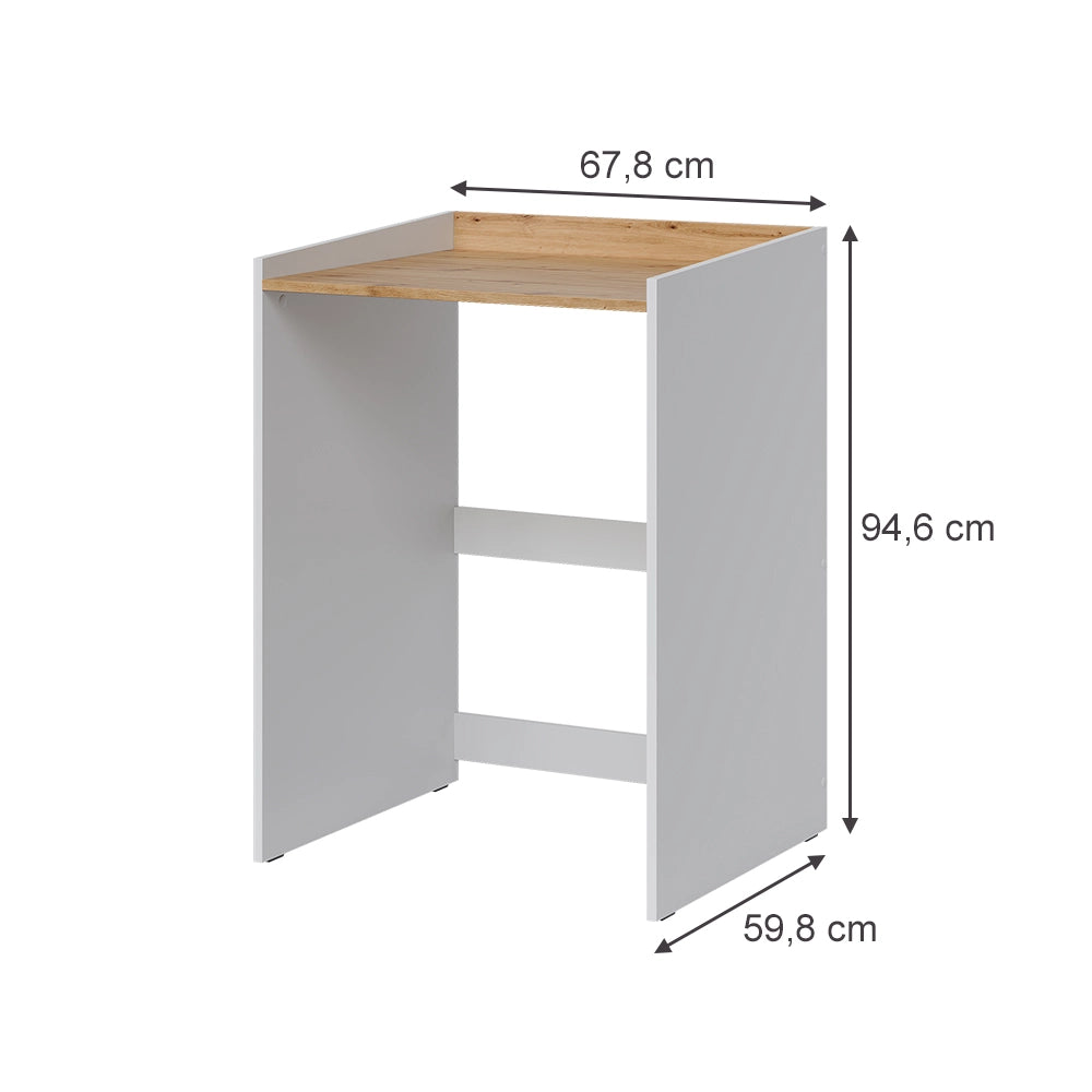 Mobile lavatrice Viktor Bianco/Rovere artigianale 67.8 x 94.6 cm con cerchio Vicco