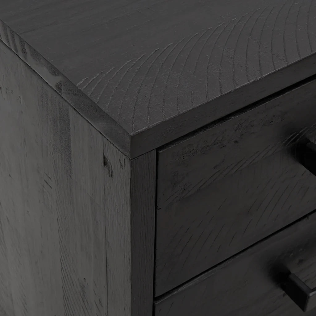 Comodini 2 pz Neri 36x30x54 cm in Legno Massello di Pino cod mxl 30673