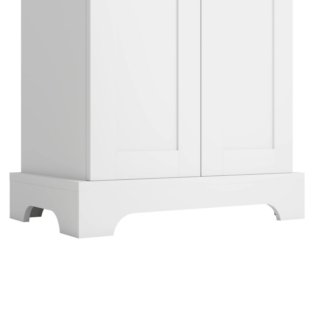 Armadietto da bagno con 2 ante, 4 vani e ripiani regolabili, soft-close, in MDF, bianco, 56 × 40 × 170 cm