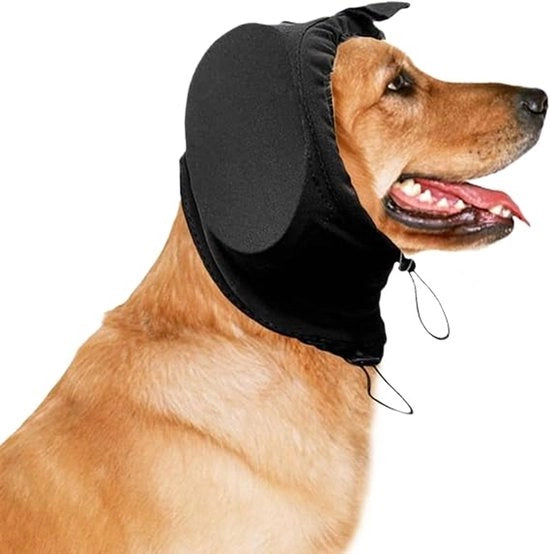 Protezione orecchie cane - difensore orecchie cani - protezione orecchie cani con isolamento acustico 32dB - difensore orecchie cani con attutimento rumore - protezione udito per aerei, fuochi d'artificio, viaggi e temporali - S - nero