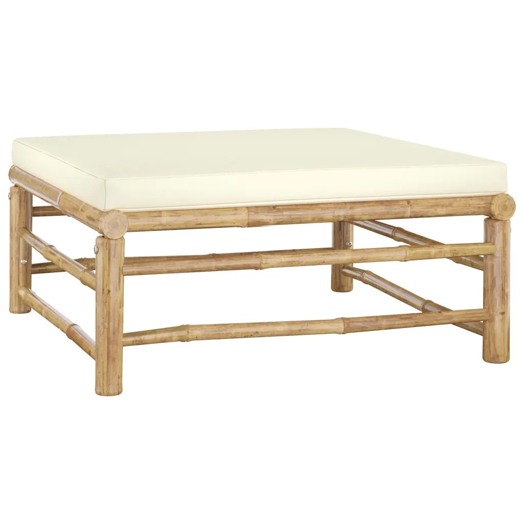 Set Divani da Giardino 7 pz con Cuscini Bianco Crema in BambÃ¹ cod mxl 39994