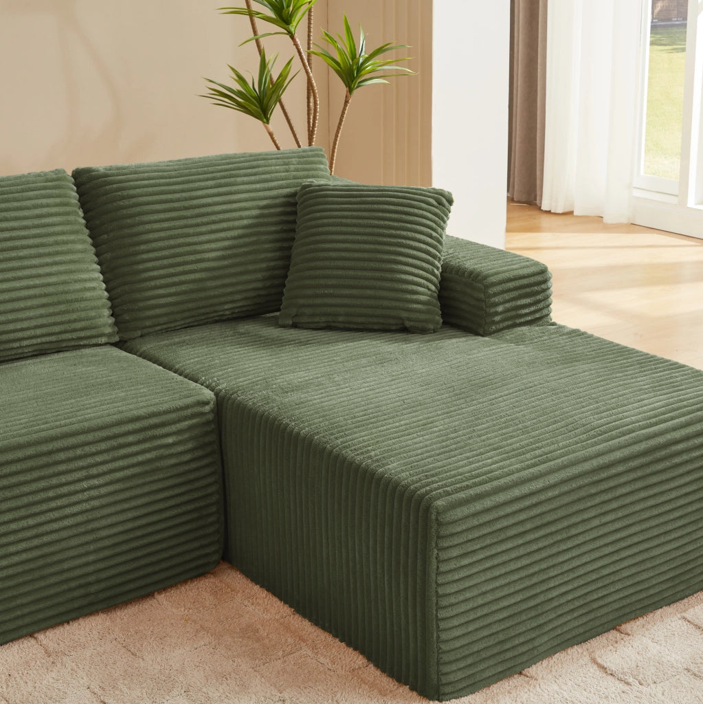 Divano modulare a L Cloud verde in schiuma memory e molle HOMVRA