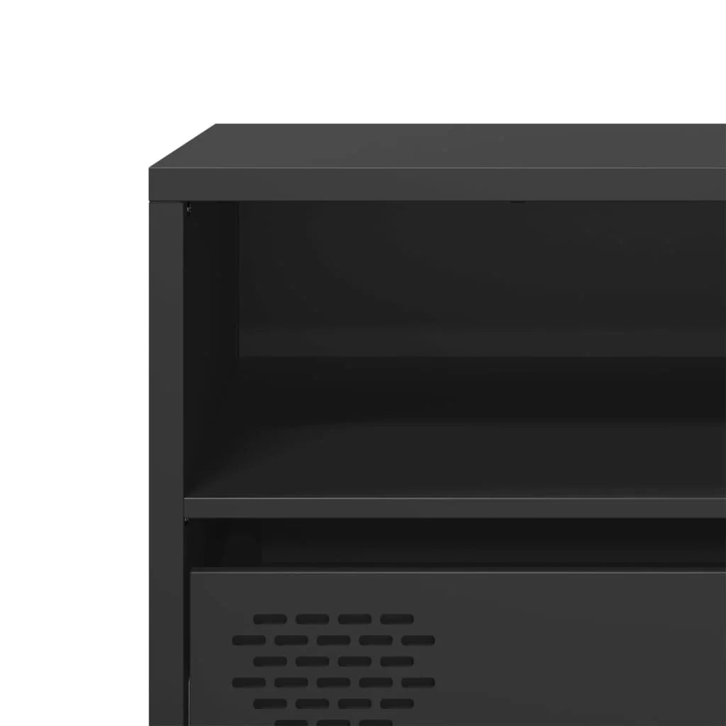 Mobile TV multimediale scaffale TV credenza mobile TV sala da pranzo soggiorno camera da letto 135 x 39 x 43,5 cm acciaio laminato a freddo nero 02_0025898