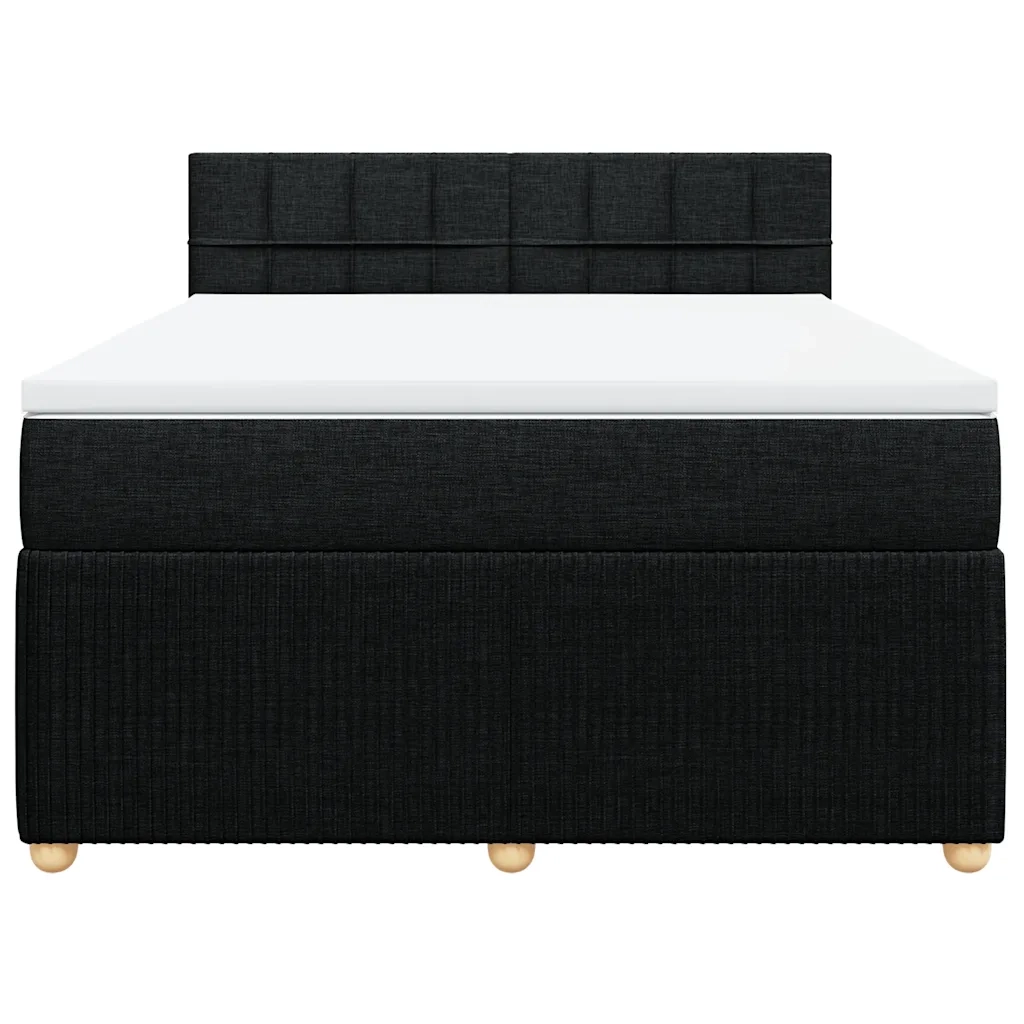 Giroletto a Molle con Materasso Nero 140x190 cm in Tessuto