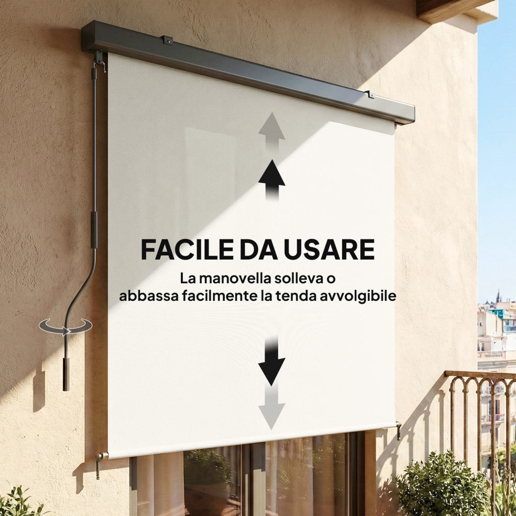 Tenda a Rullo Avvolgibile con Cassetta Alluminio ¨C zephmum ¨C 250x160 cm Bianco Crema