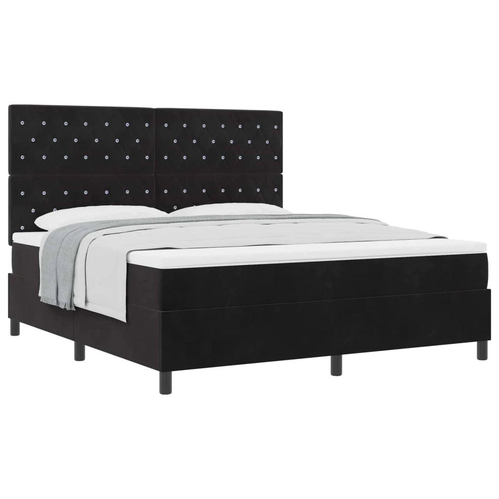 Letto a molle con materasso Nero 180 x 200 cm Velluto 3339784