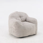 Poltrona pouf con schienale ergonomico e imbottitura in pelliccia sintetica grigio chiaro