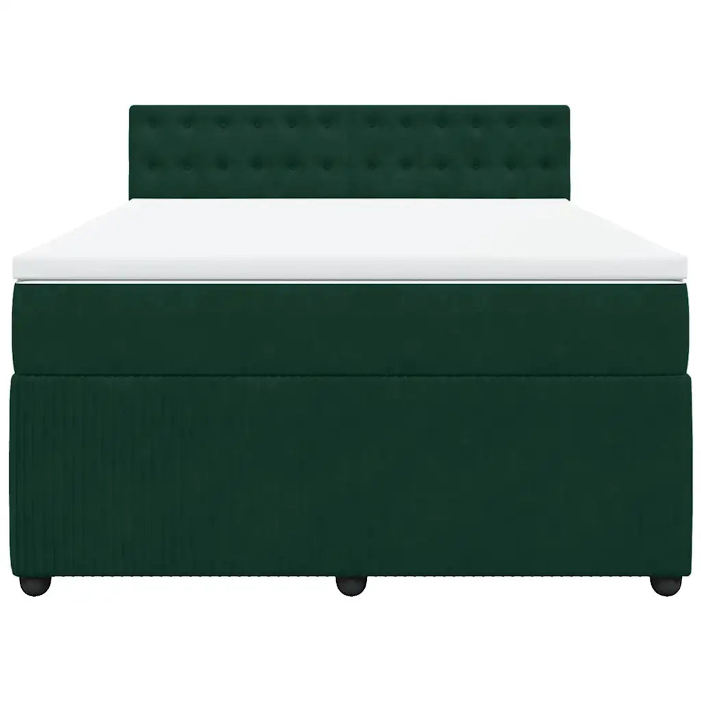 Giroletto a Molle con Materasso Verde Scuro 160x200 cm Velluto