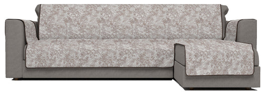 Copridivano con Penisola Destra Seduta 190 cm in Poliestere e Cotone Marrone