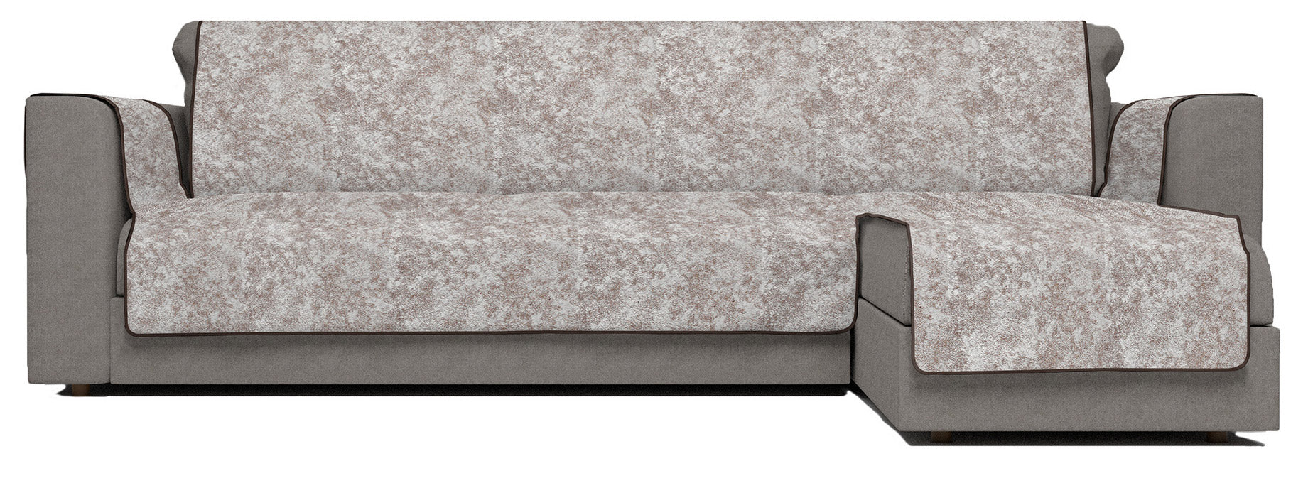 Copridivano con Penisola Destra Seduta 290 cm in Poliestere e Cotone Marrone