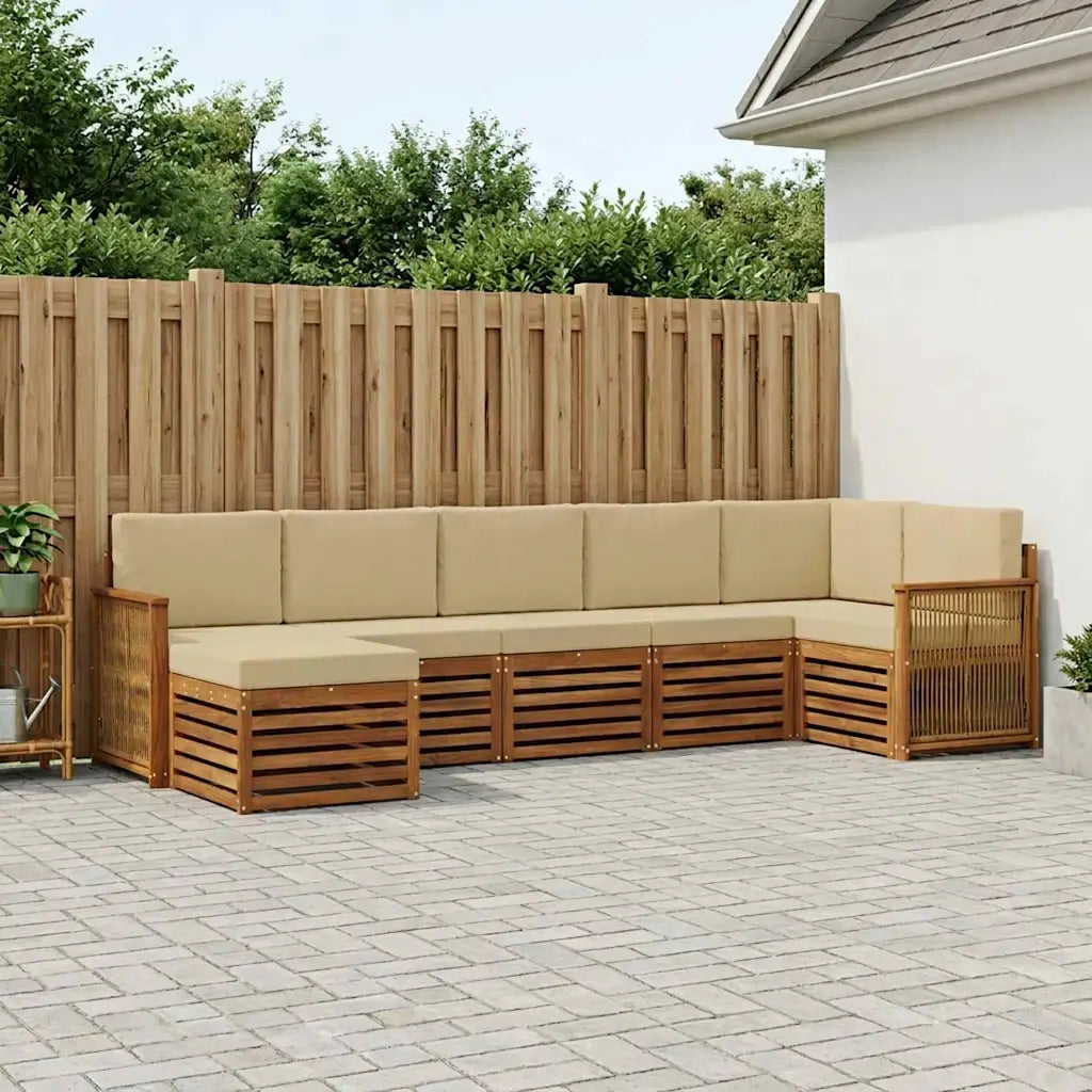 Set divano sezionale con cuscino 6 pcs Naturale