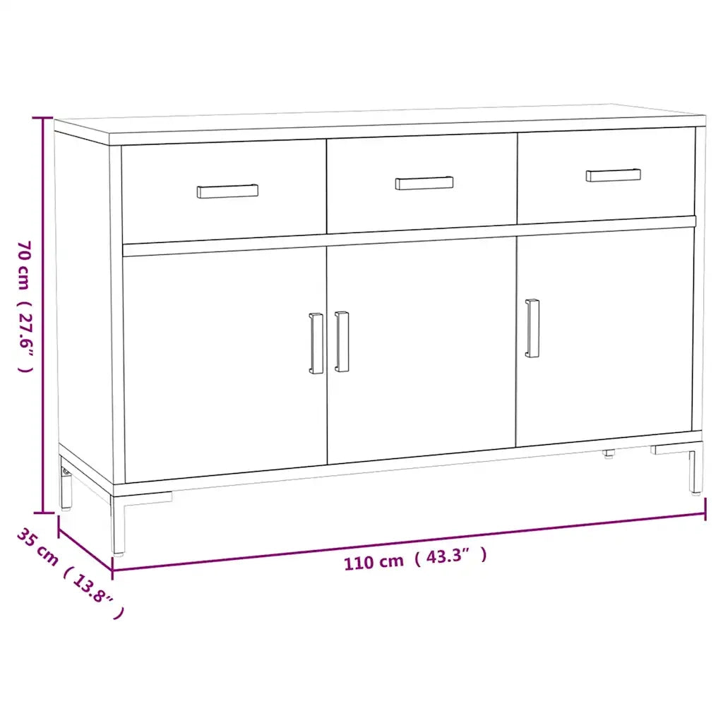 Credenza Marrone 110x35x70 cm in Legno Massello di Pino 349919