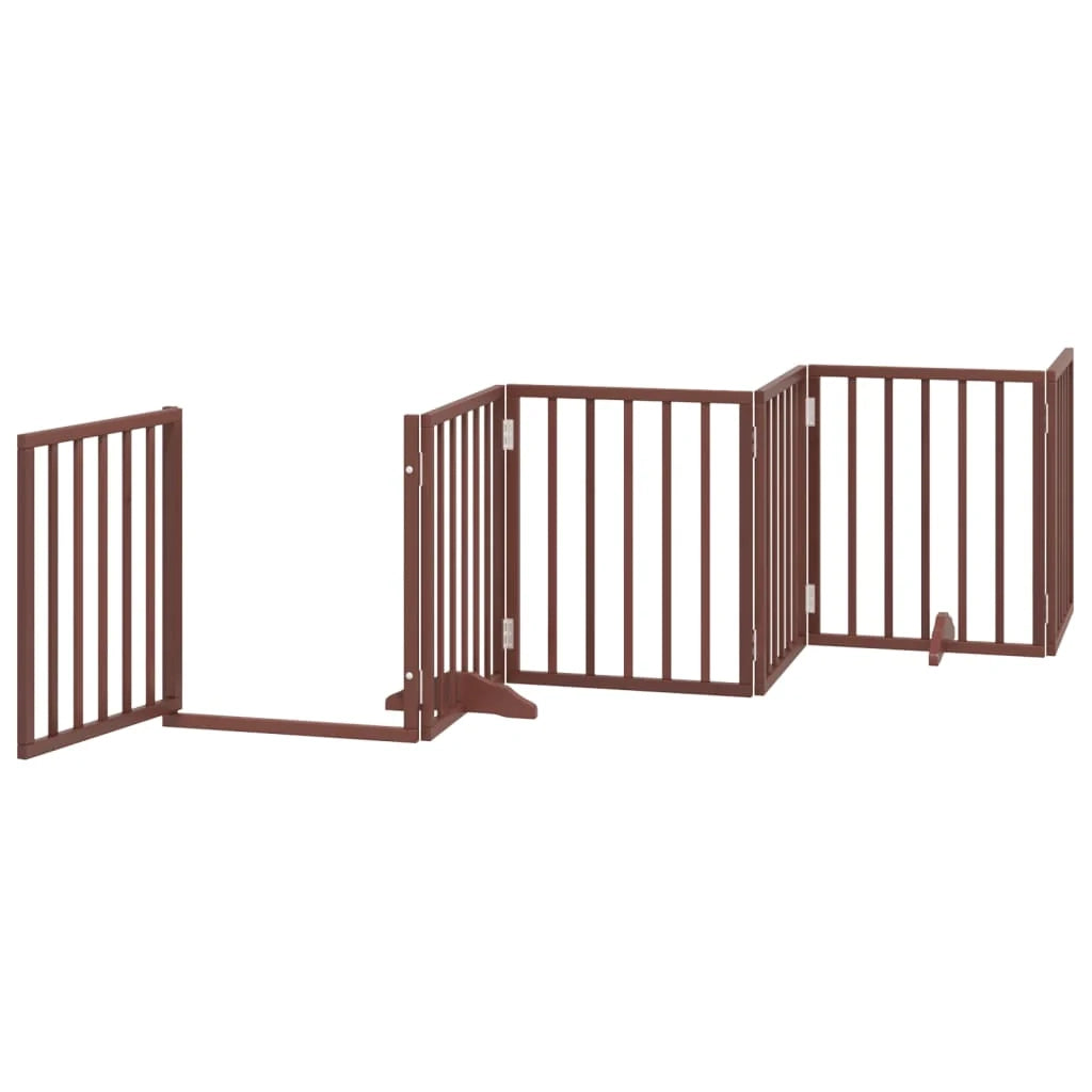 Cancelletto di sicurezza per animali domestici porta pieghevole 9 pannelli legno di pioppo marrone 02_0023273