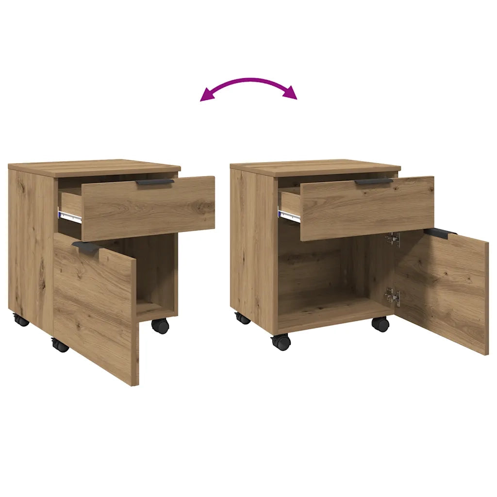 vidaXL Schedario con Ruote Rovere 45x38x54 cm Legno Multistrato