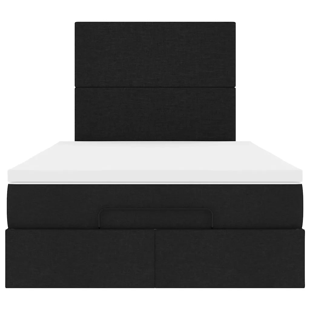 vidaXL Struttura Letto Pouf con Materasso Nero 120x190 cm in Tessuto