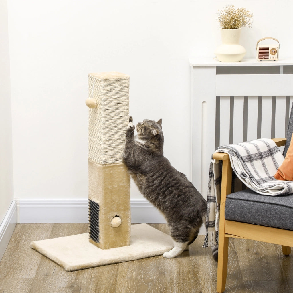 Grattatoio per gatti con palla e sonaglio ¨C zephmum ¨C 59.5x39x79 cm beige