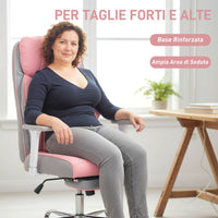 Sedia da Ufficio Ergonomica Rinforzata con Braccioli Regolabili Poggiapiedi e Poggiatesta in PU Rosa