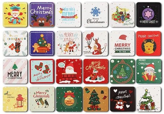 Set di Cartoline Natalizie 24 pezzi - Cartoline Mini con Buste - 7,6 x 7,6 cm - Diverse Colori - Cartoline in Carta - Ideali per le Feste